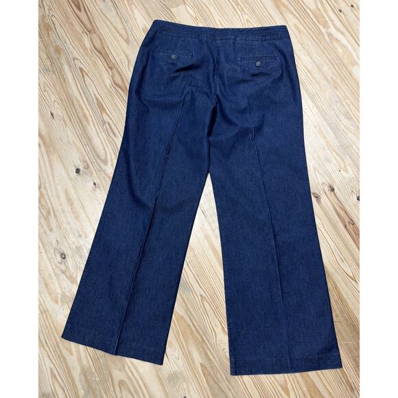 Larry Levine Chambray Dark Denim Jeans Trouser Pants Stretch Wide Leg Size 16 - Picture 2 of 7